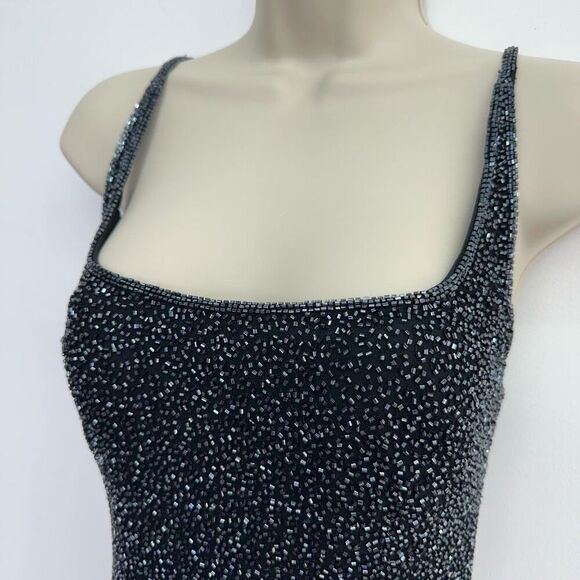 Cache Women’s Vintage Y2K 90s All Over Beaded Criss Criss Back Fitted Mini Dress - Picture 13 of 16